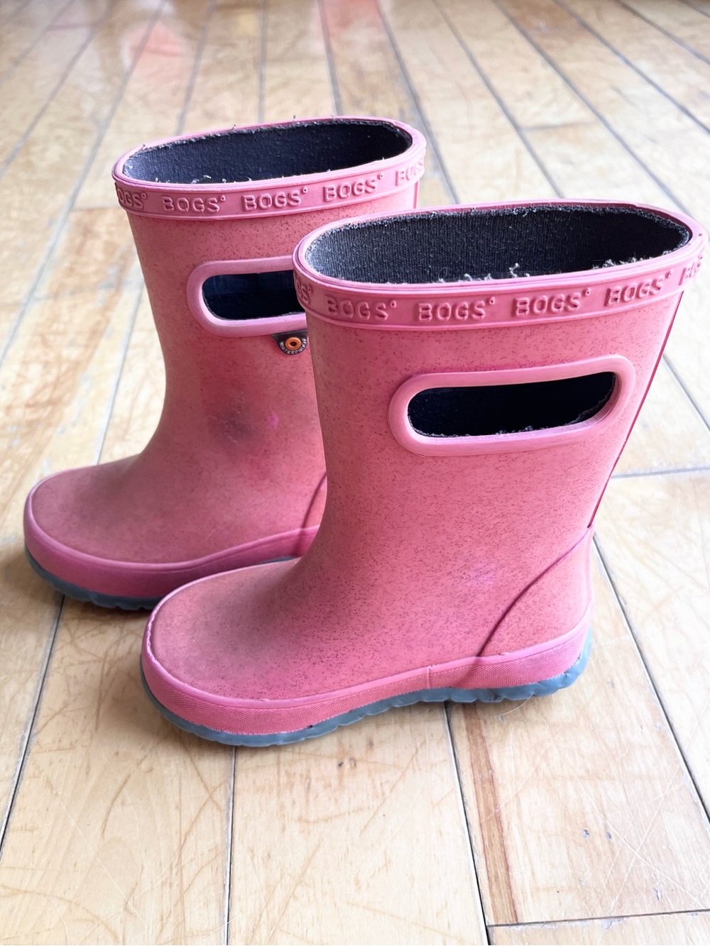 BOGS Kids Glitter Pink Waterproof Pull‑On Rain Boot Size 9